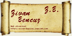 Živan Bencuz vizit kartica